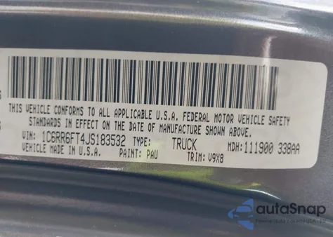 2018 Ram 1500 Express 4X2 6'4 Box from USA, damaged, VIN 1C6RR6FT4JS183532